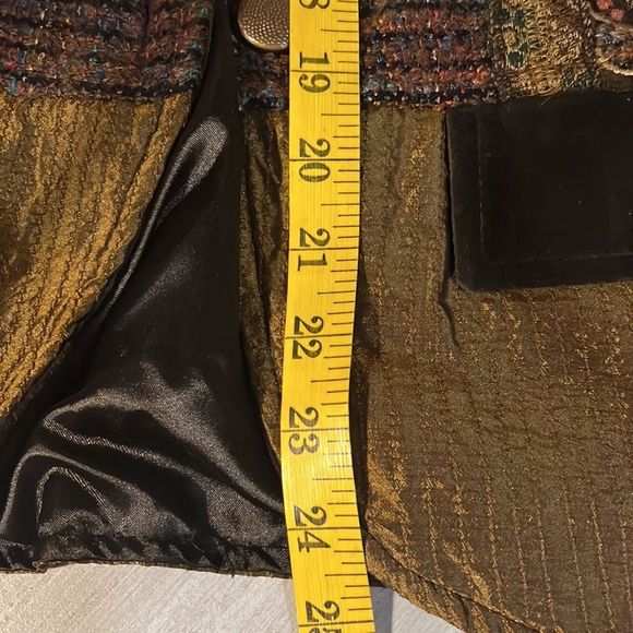 Flashback Couture Blazer Jacket Mixed Fabrics Velvet Satin Tweed 4 Button - Picture 15 of 15